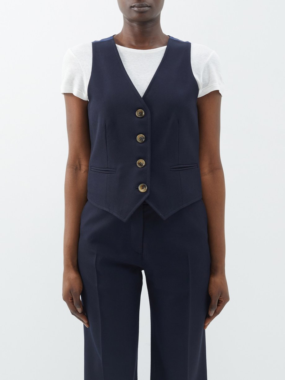 Navy Chrissie wool-twill waistcoat | Bella Freud | MATCHES UK