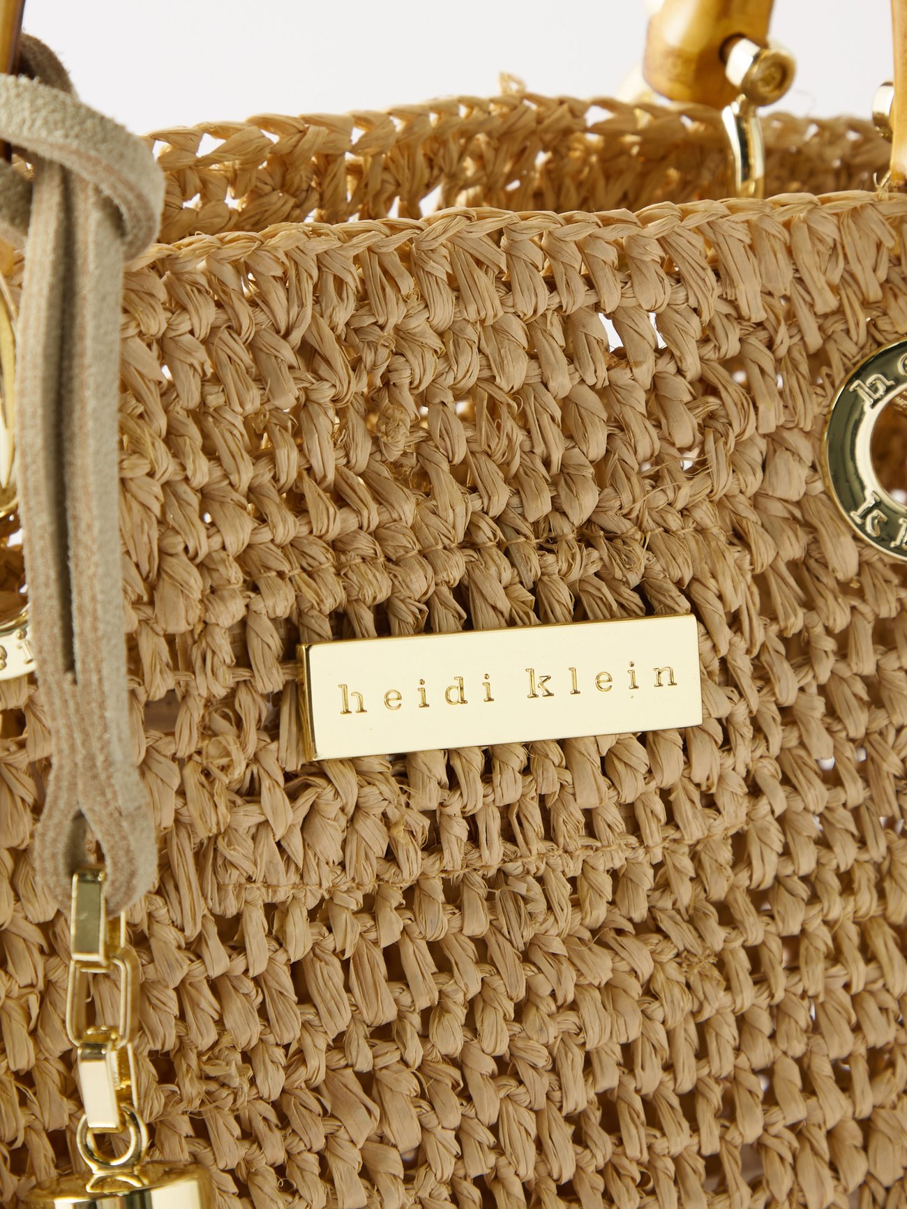 Beige Savannah Bay mini bamboo-handle raffia basket bag | Heidi