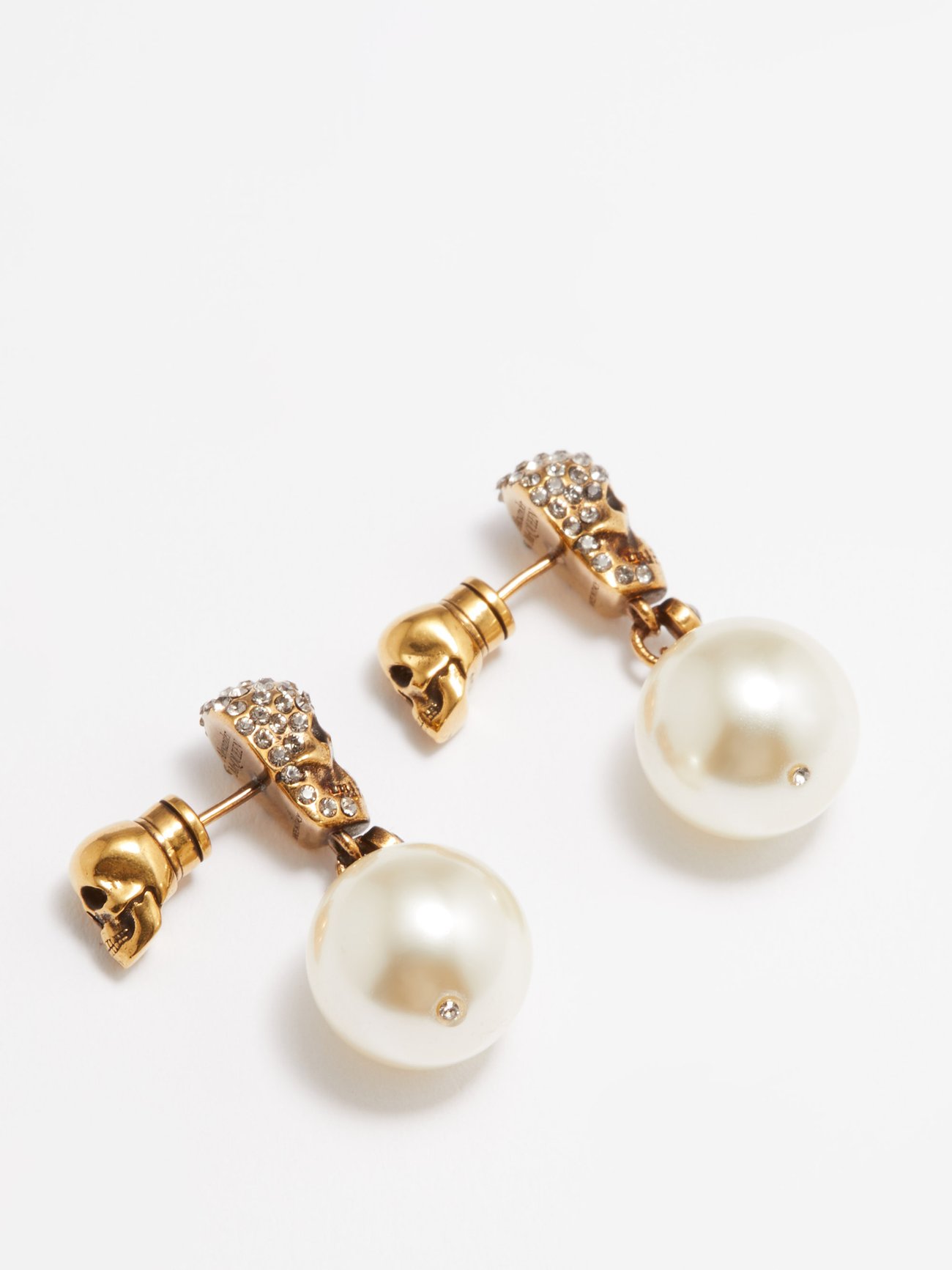 Alexander Mcqueen Outlet: mini rhinestones pavé Skull earrings