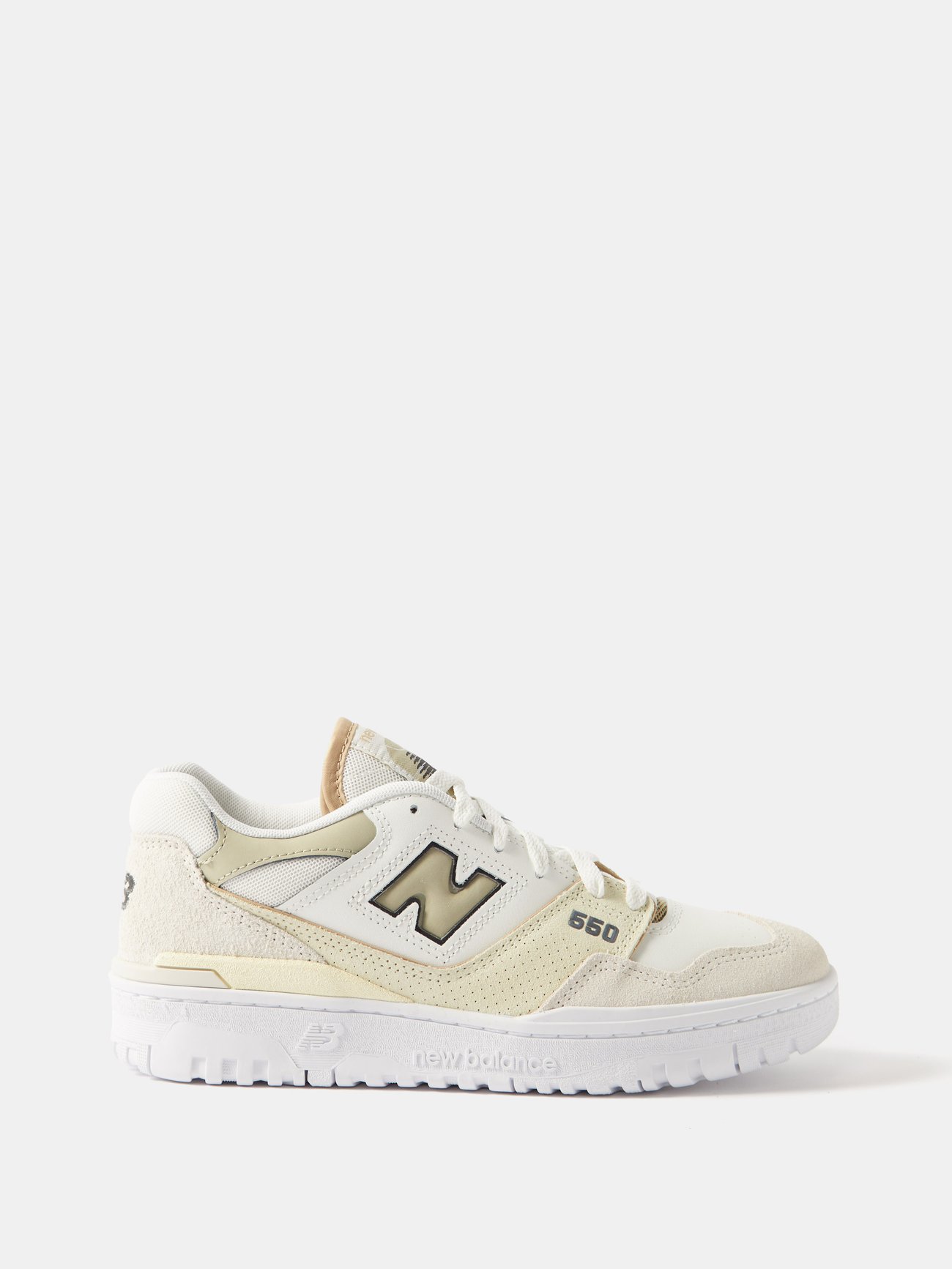 White 550 suede, leather and mesh trainers | New Balance ...