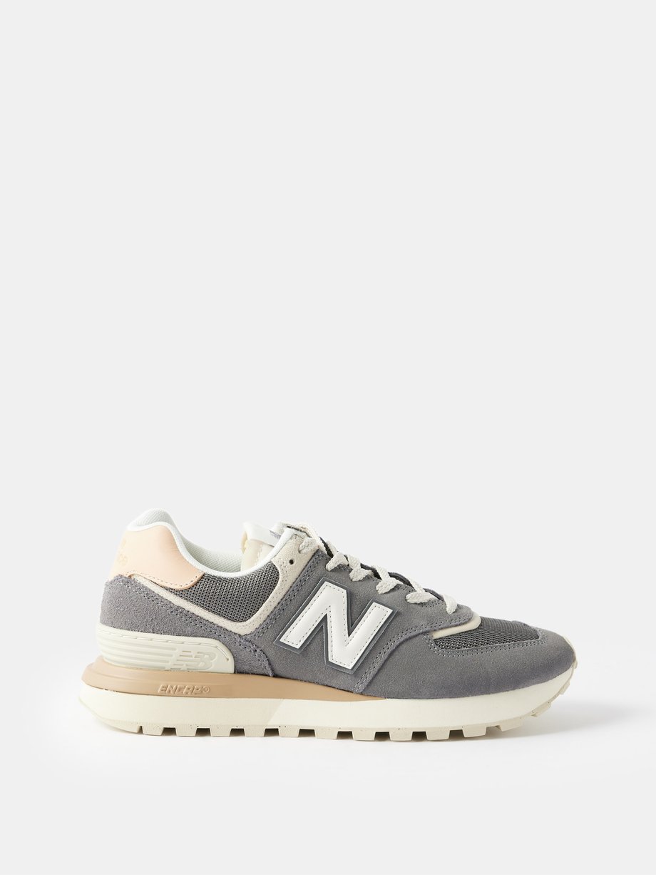 Grey 574 suede, leather and mesh trainers | New Balance | MATCHES UK