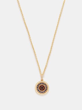 Sydney Evan Evil Eye sapphire, enamel & 14kt gold necklace