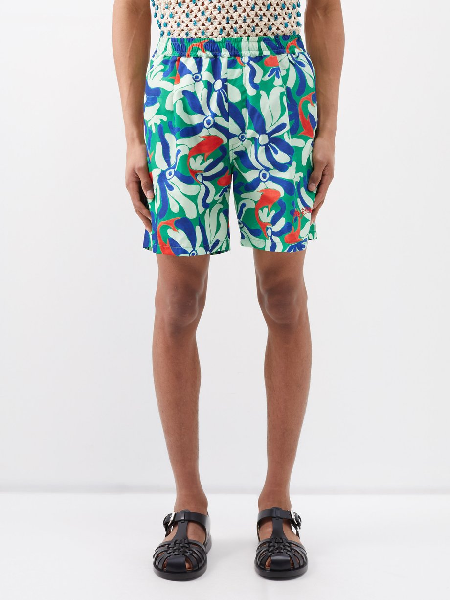 Green X No Vacancy Inn fish-print shell shorts | Marni | MATCHESFASHION AU