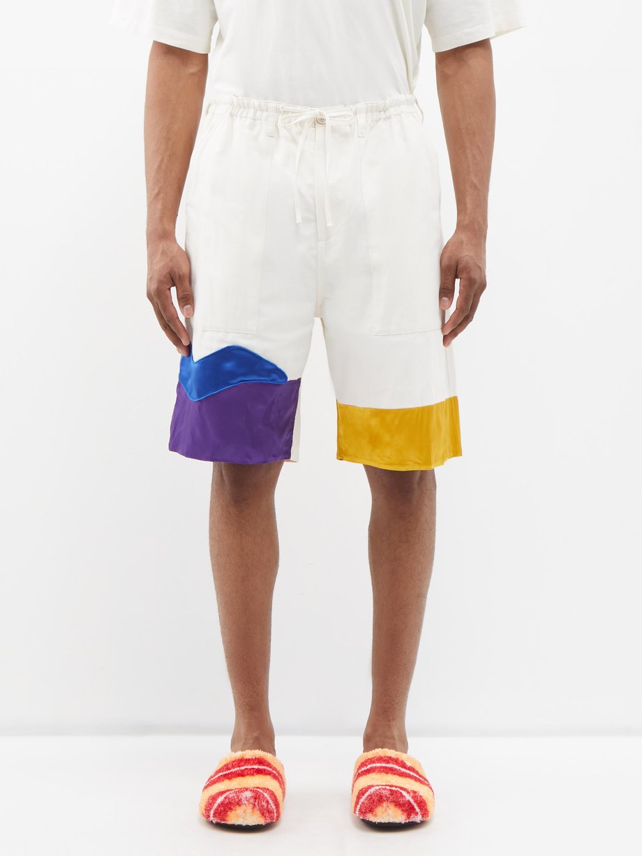 White Satin-panel woven shorts | Marni | MATCHES UK