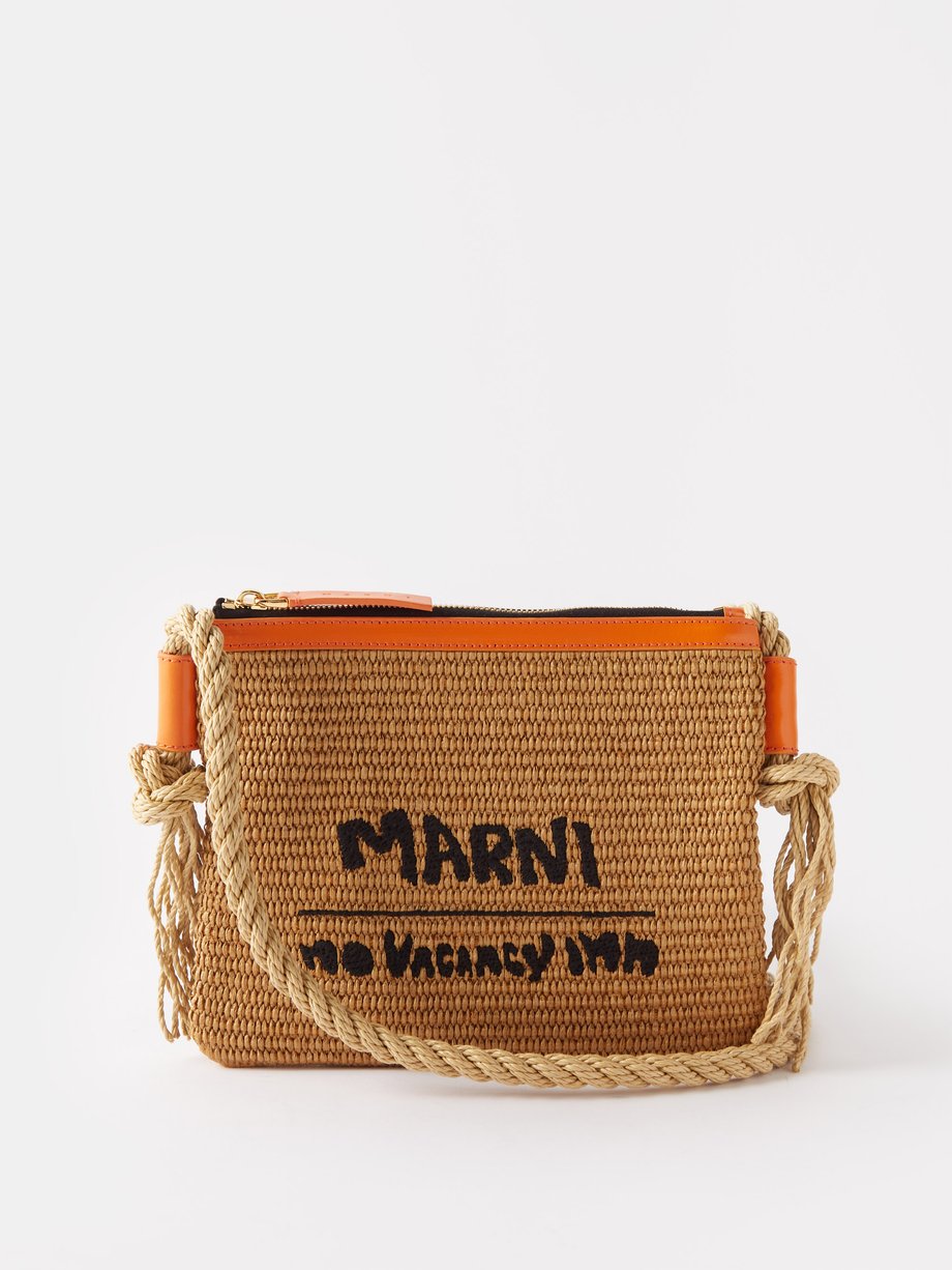 Marni マルニ X No Vacancy Inn faux raffia cross-body bag ブラウン｜MATCHESFASHION（マッチズファッション)