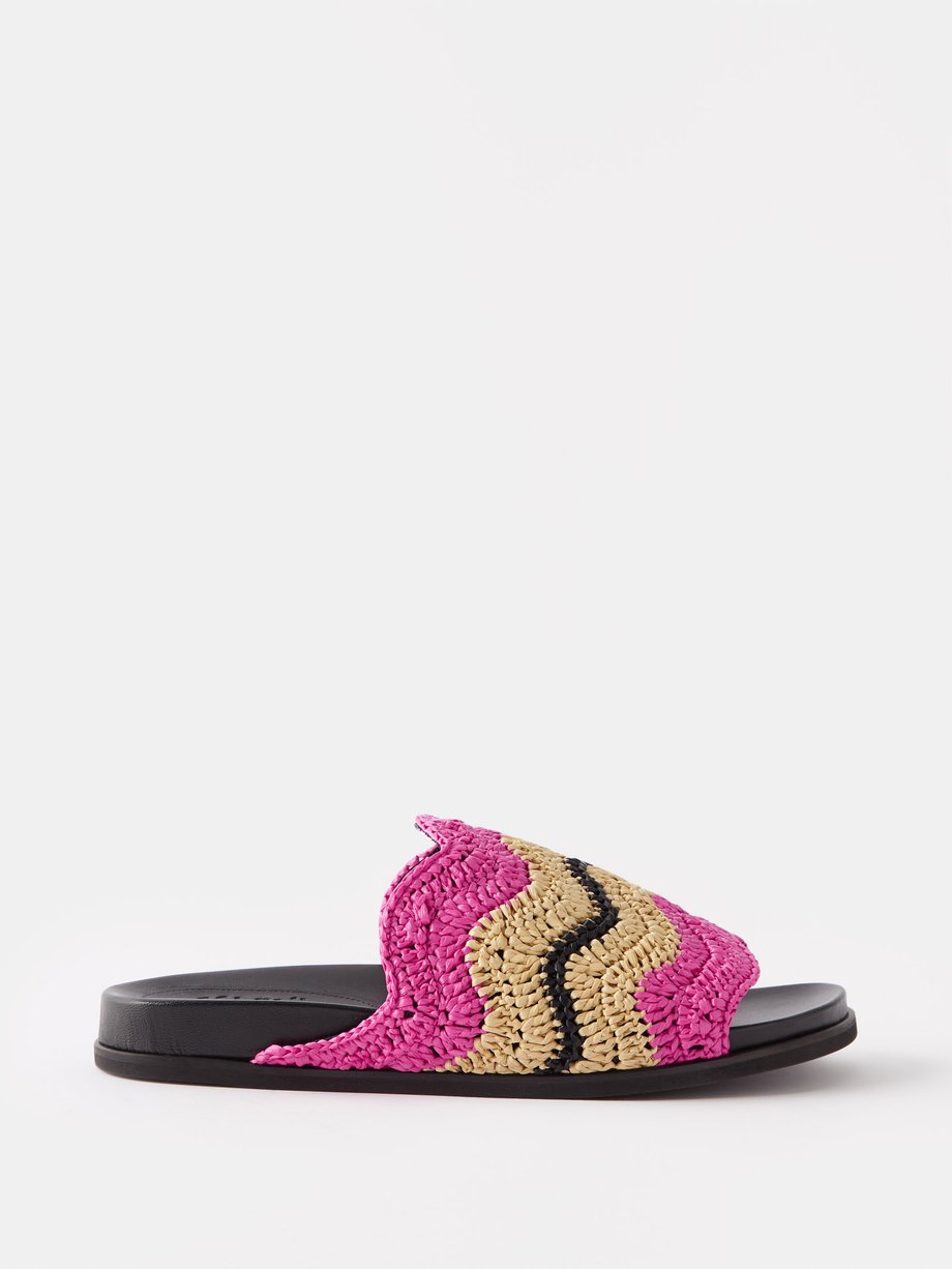 Pink X No Vacancy Inn striped faux-raffia sandals | Marni