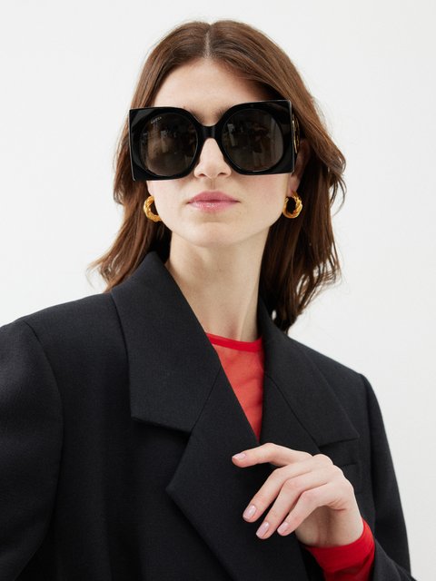 Gucci GG0328S Oversized Black Square Sunglasses – Designer Daydream