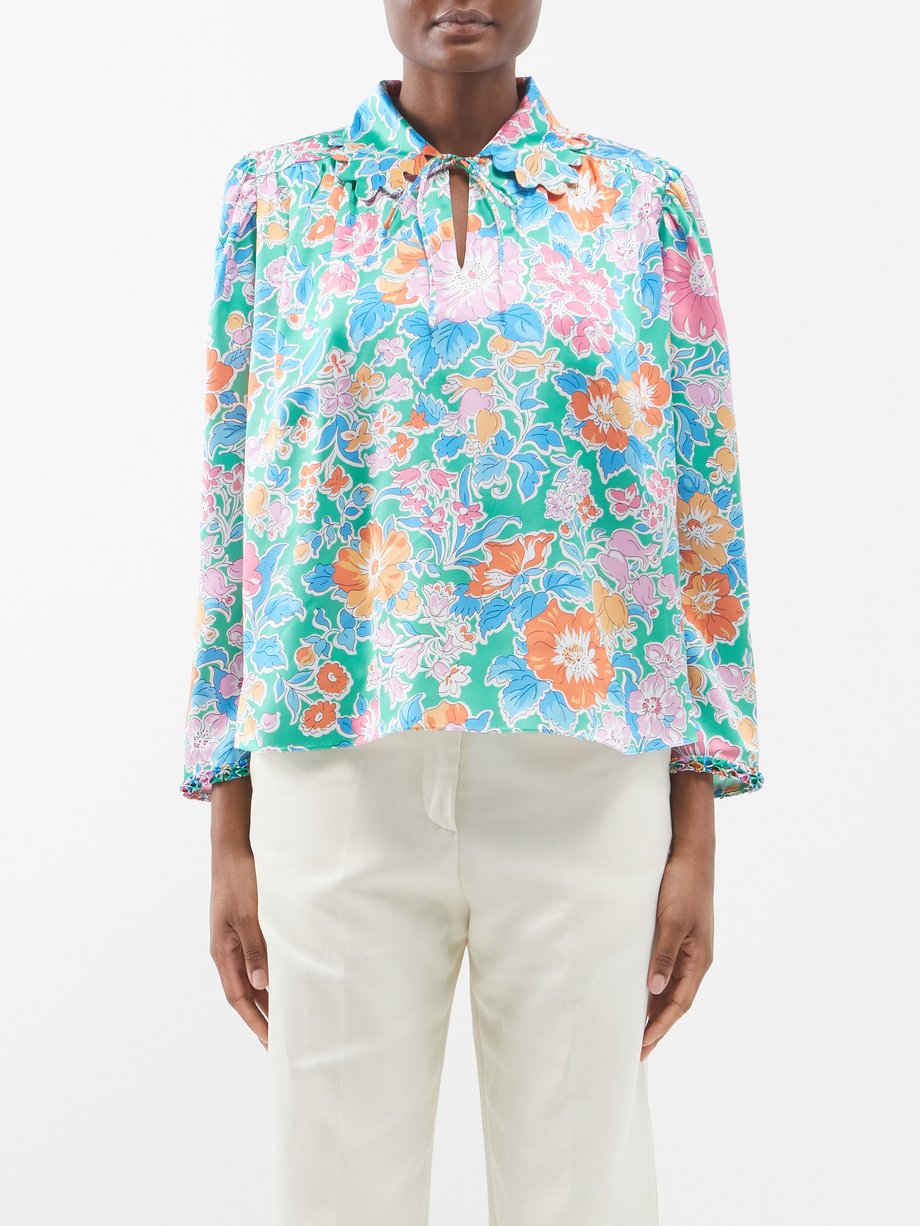 Alexandra floral-print silk blouse video