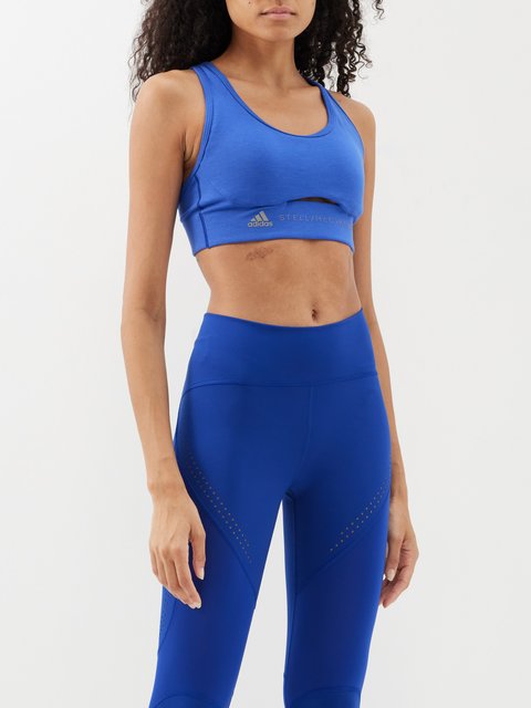 Blue TrueStrength cutout medium-impact sports bra, adidas By Stella  McCartney