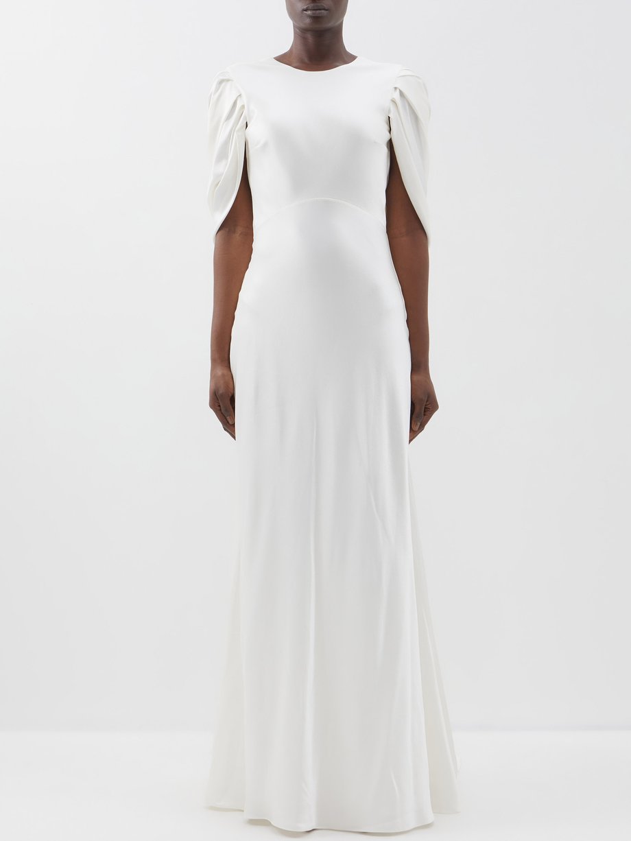 White Oriana cowl-back silk-satin dress, Roksanda