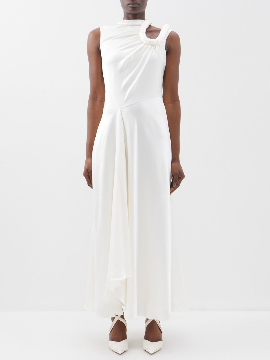 White Felina cutout twisted silk-satin dress | Roksanda | MATCHES UK