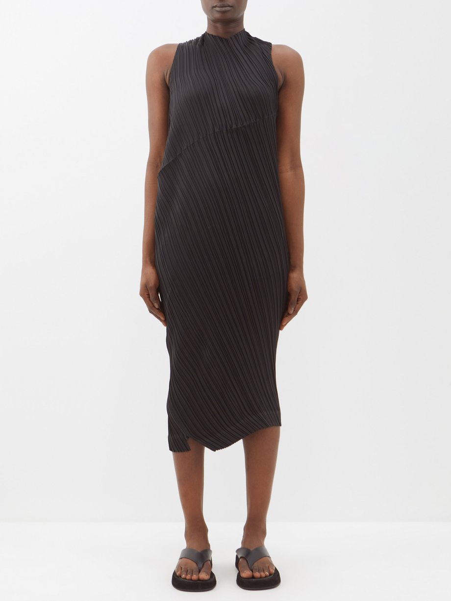 Intangible Pleats asymmetric midi dress