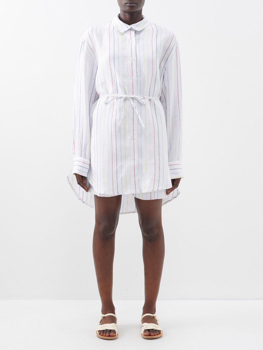 White Oversized striped linen shirt | Albus Lumen | MATCHES UK