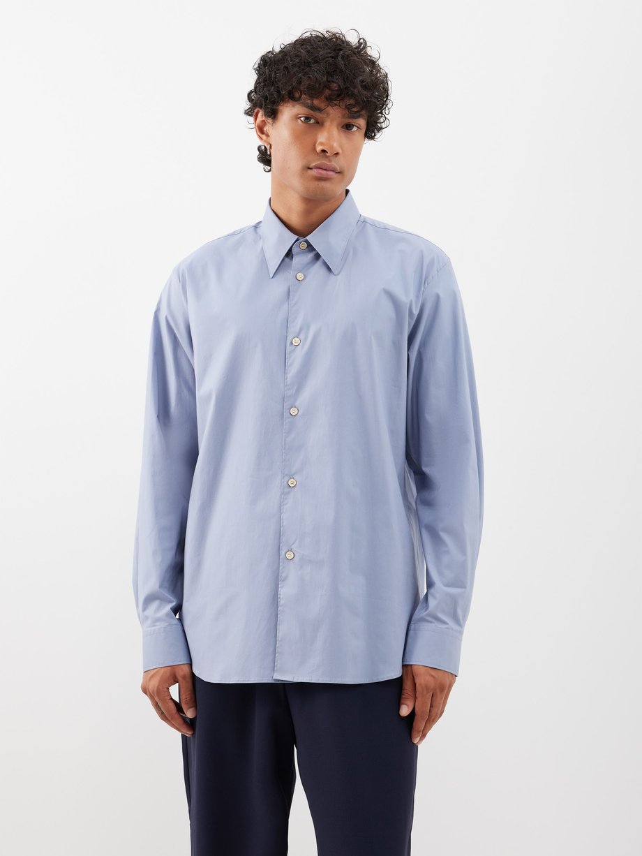 Blue Salo long-sleeve cotton-poplin shirt | Acne Studios | MATCHES UK