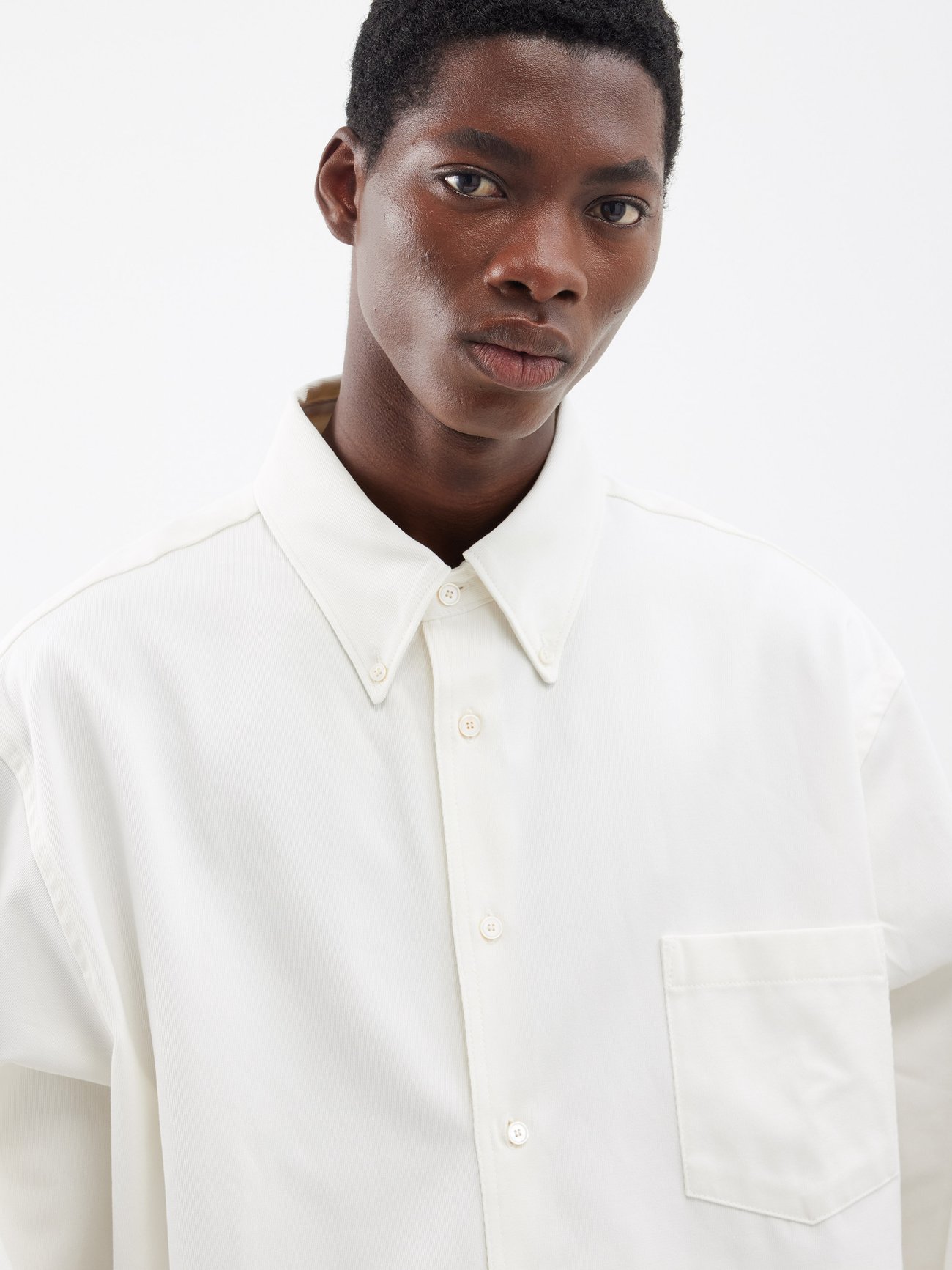 White Odrox buttoned-down cotton-twill overshirt | Acne Studios