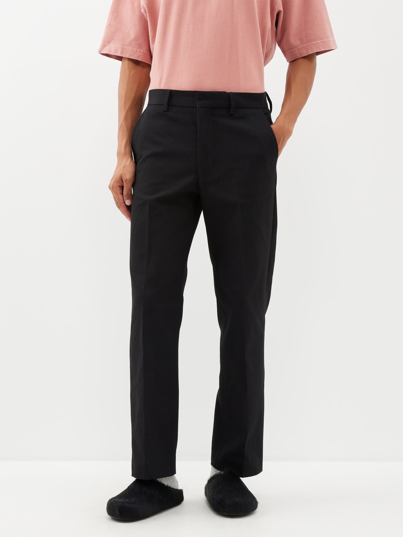 Black Ayonne cotton-blend twill trousers | Acne Studios