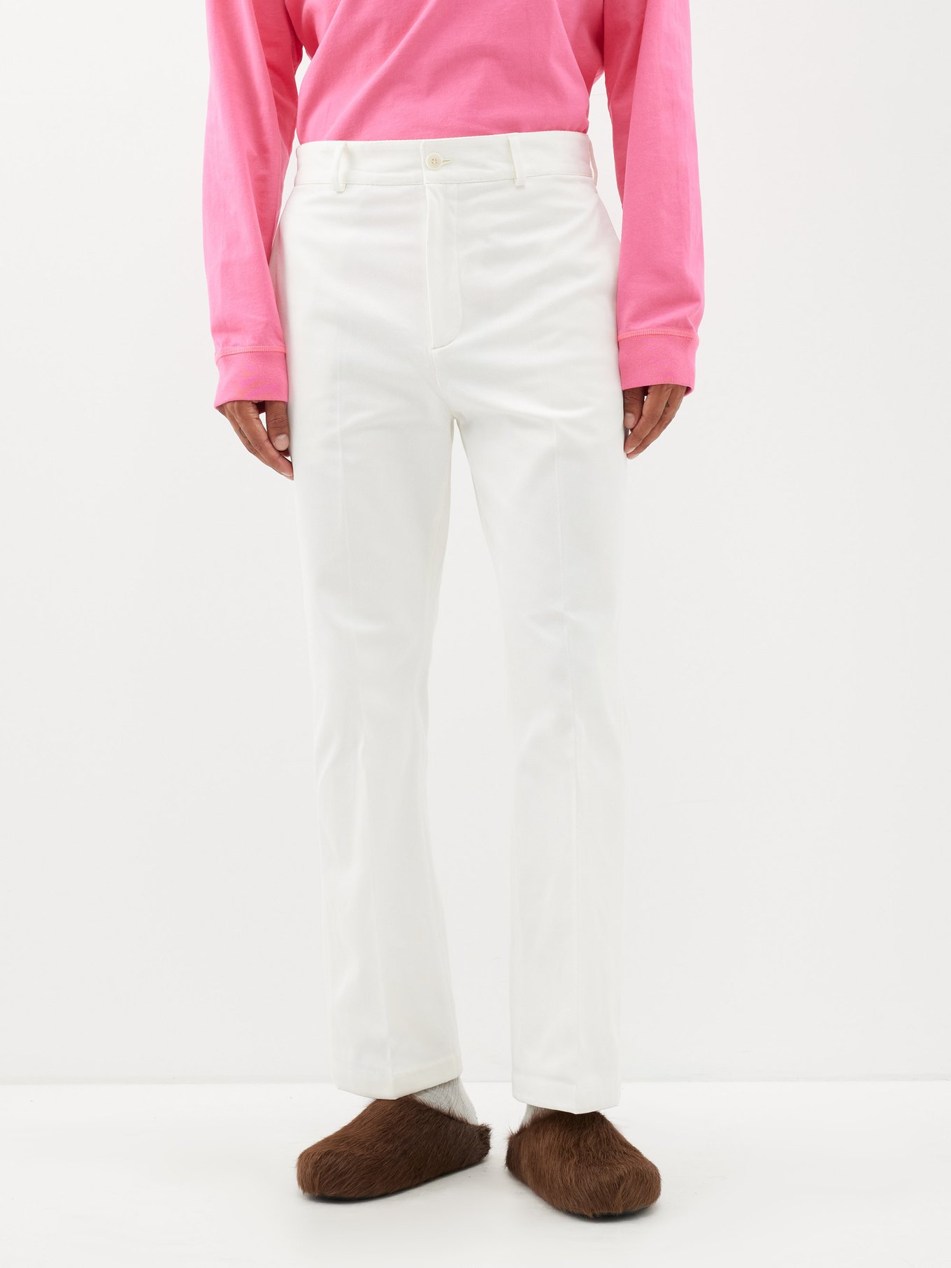 White Pilos cotton--twill trousers | Acne Studios | MATCHES UK