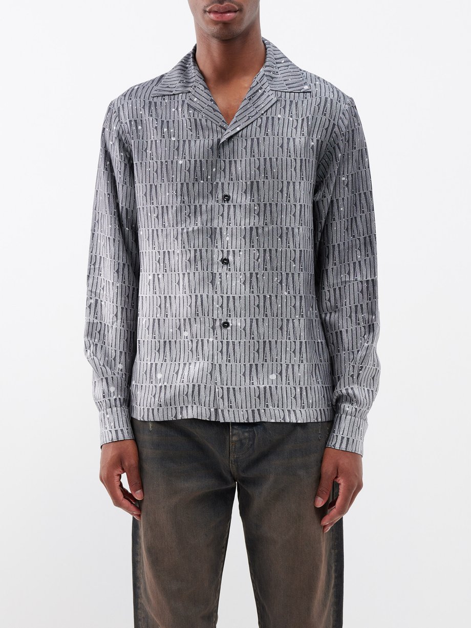 Grey Gradient logo-print silk-twill shirt | Amiri | MATCHES UK