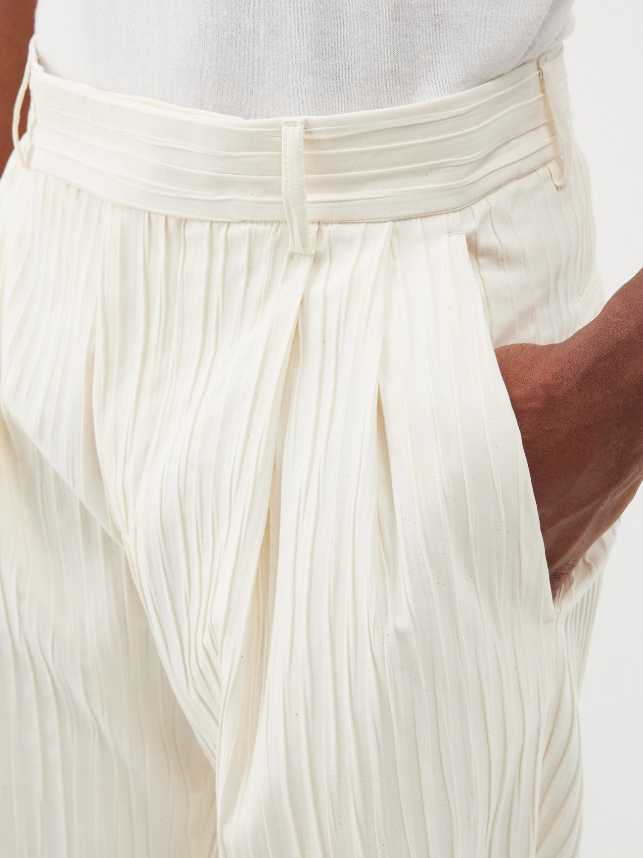 Amiri Ribbed Double Pleat Pant in White