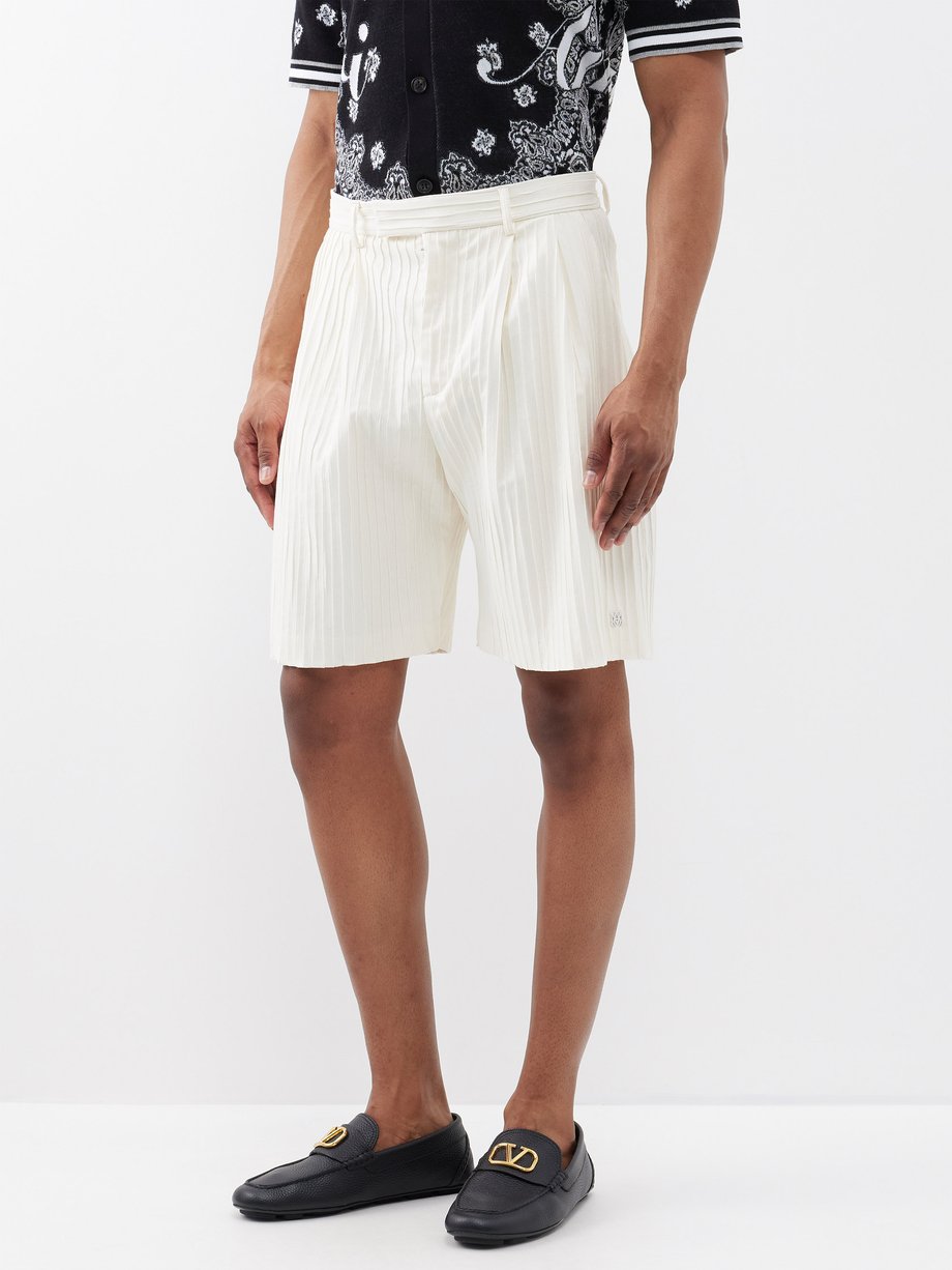 Neutral Pleated twill shorts | Amiri | MATCHESFASHION US