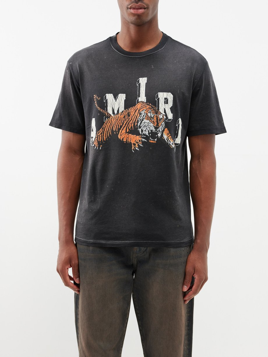 Black Vintage Tiger-print cotton-jersey T-shirt | Amiri | MATCHESFASHION AU