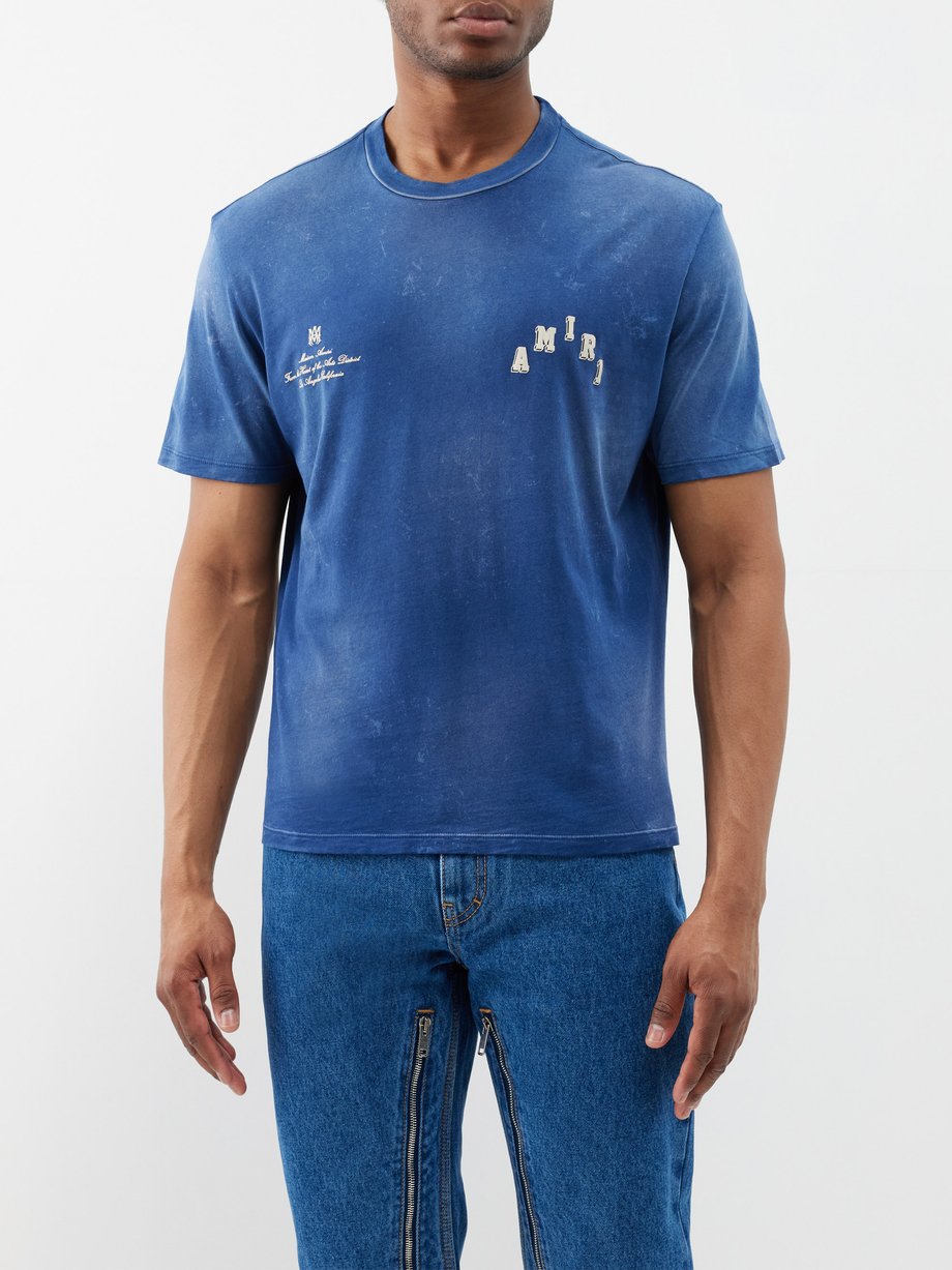 Blue Collegiate logo-print cotton-jersey T-shirt | Amiri