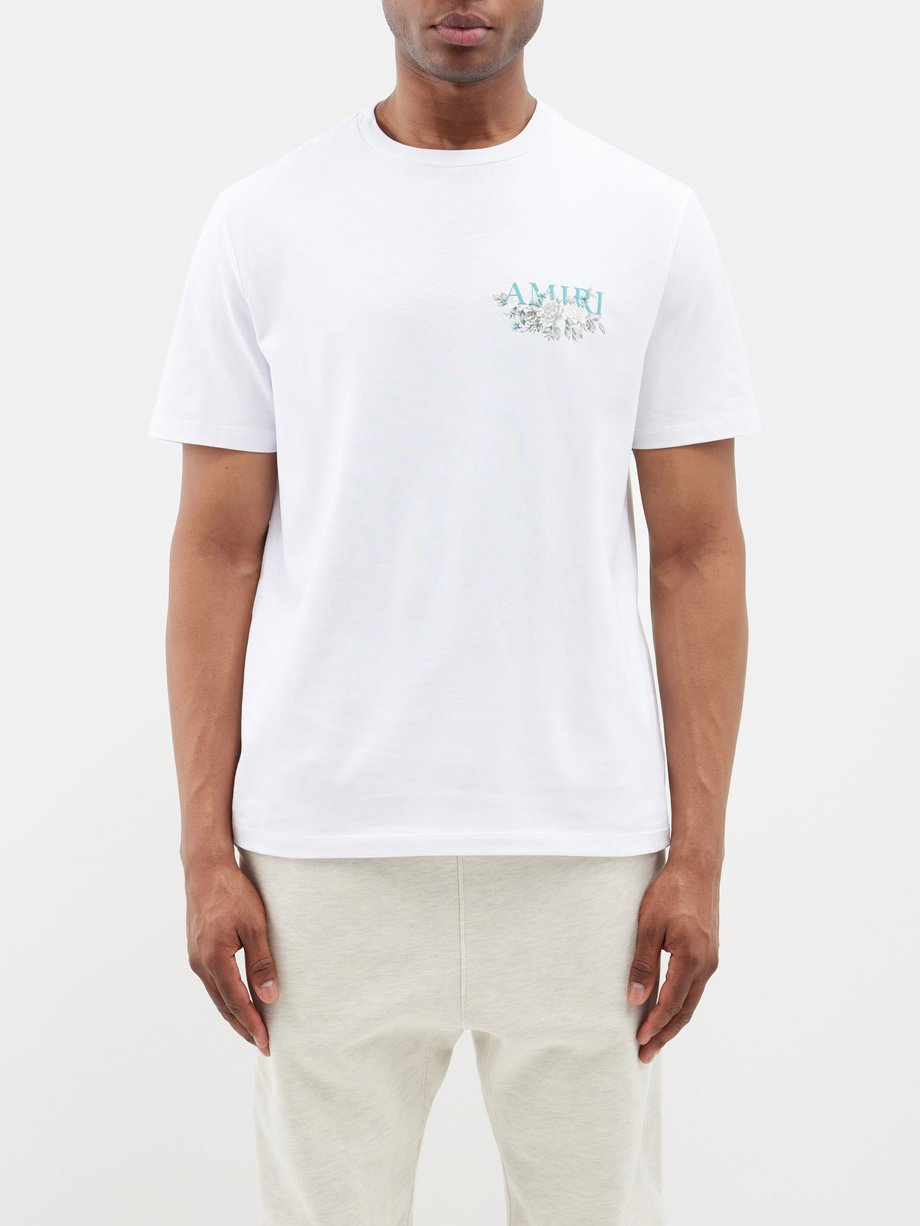 Optical White Flower Print T-Shirt - Polos & T-shirts for Men