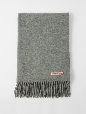 Wool cashmere scarf with Interlocking G in black and light grey