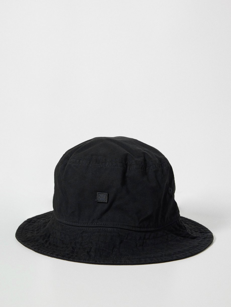 Black Buko face-patch cotton-twill bucket hat | Acne Studios
