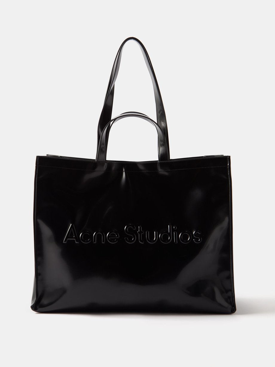 Black Logo-embossed rubber tote bag | Acne Studios | MATCHES UK