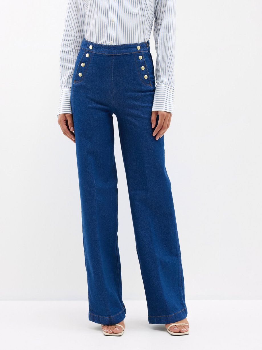Blue Sailor Snap wide-leg jeans | FRAME | MATCHES UK