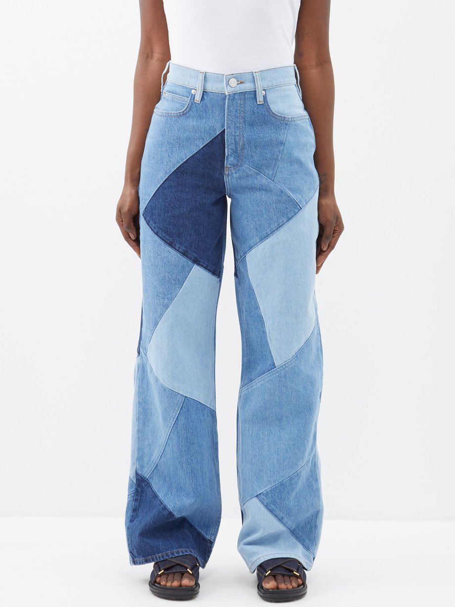 Blue Le High and Tight patchworked wide-leg jeans | FRAME ...