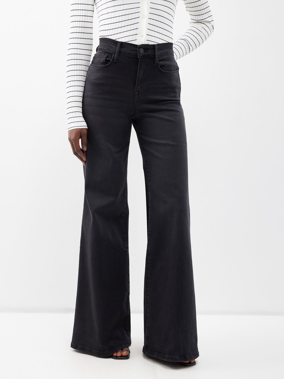 Black Le Palazzo wide-leg jeans | FRAME | MATCHES UK