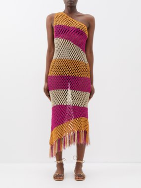 Dodo Bar Or Hara one-shoulder tasselled crocheted dress