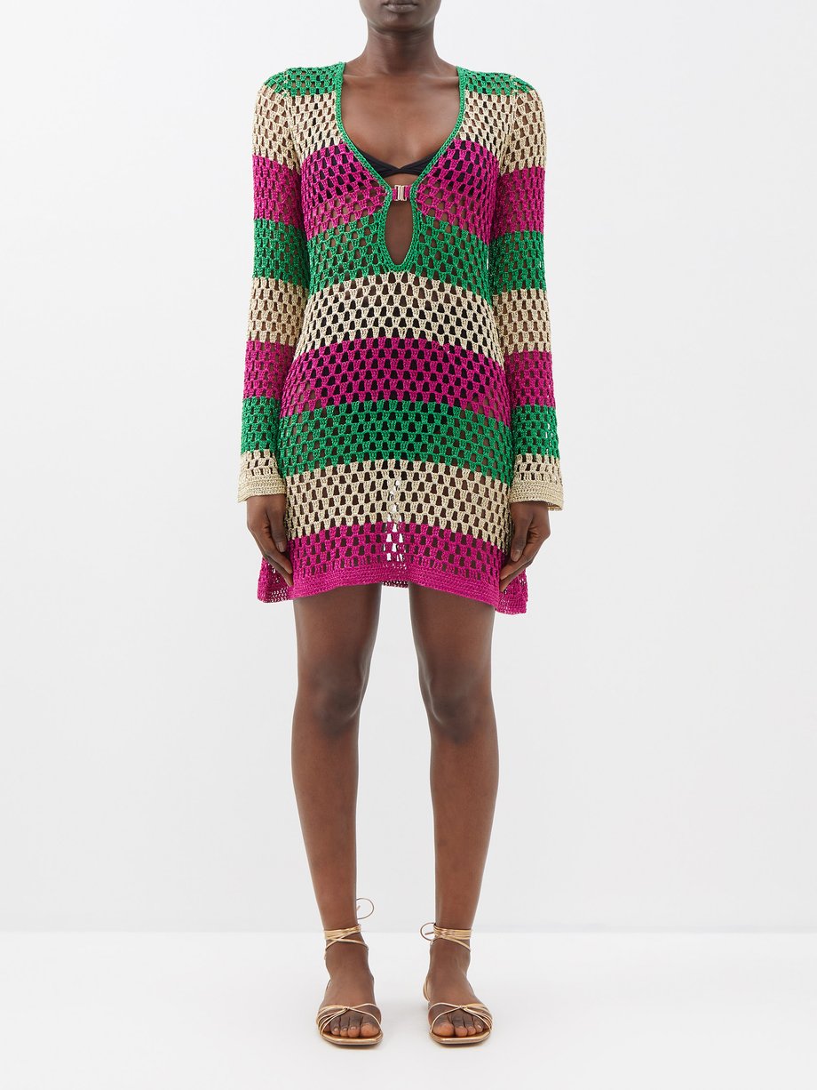 Pink Ethan striped crochet-knit mini dress | Dodo Bar Or | MATCHES UK