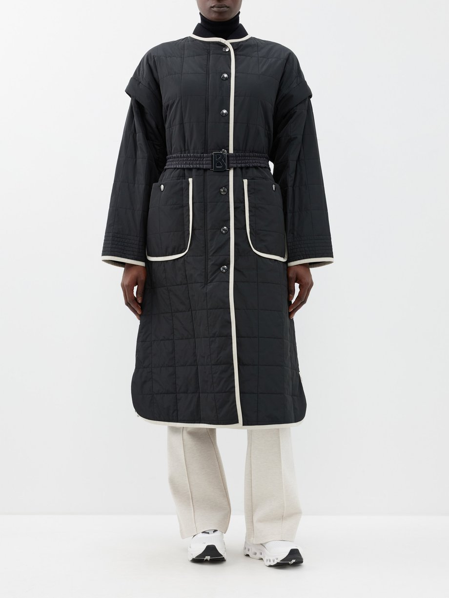 Black Isabella removable-sleeves quilted-satin coat | Bogner ...