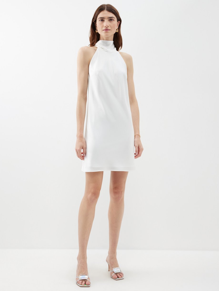 White Sienna high-neck satin mini dress | Galvan | MATCHES UK