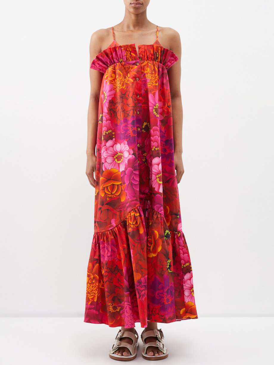 Pink Alex floral-print cotton-blend dress | Kika Vargas | MATCHES UK