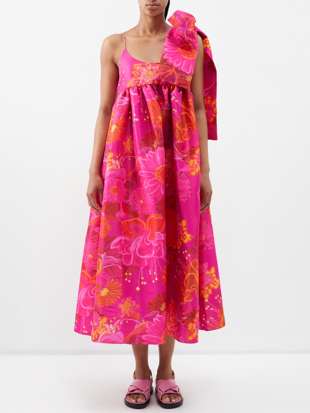Pink Lily bow gerbera-print taffeta dress | Kika Vargas | MATCHES UK
