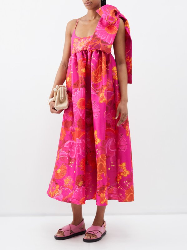 Pink Lily bow gerbera-print taffeta dress | Kika Vargas | MATCHES UK