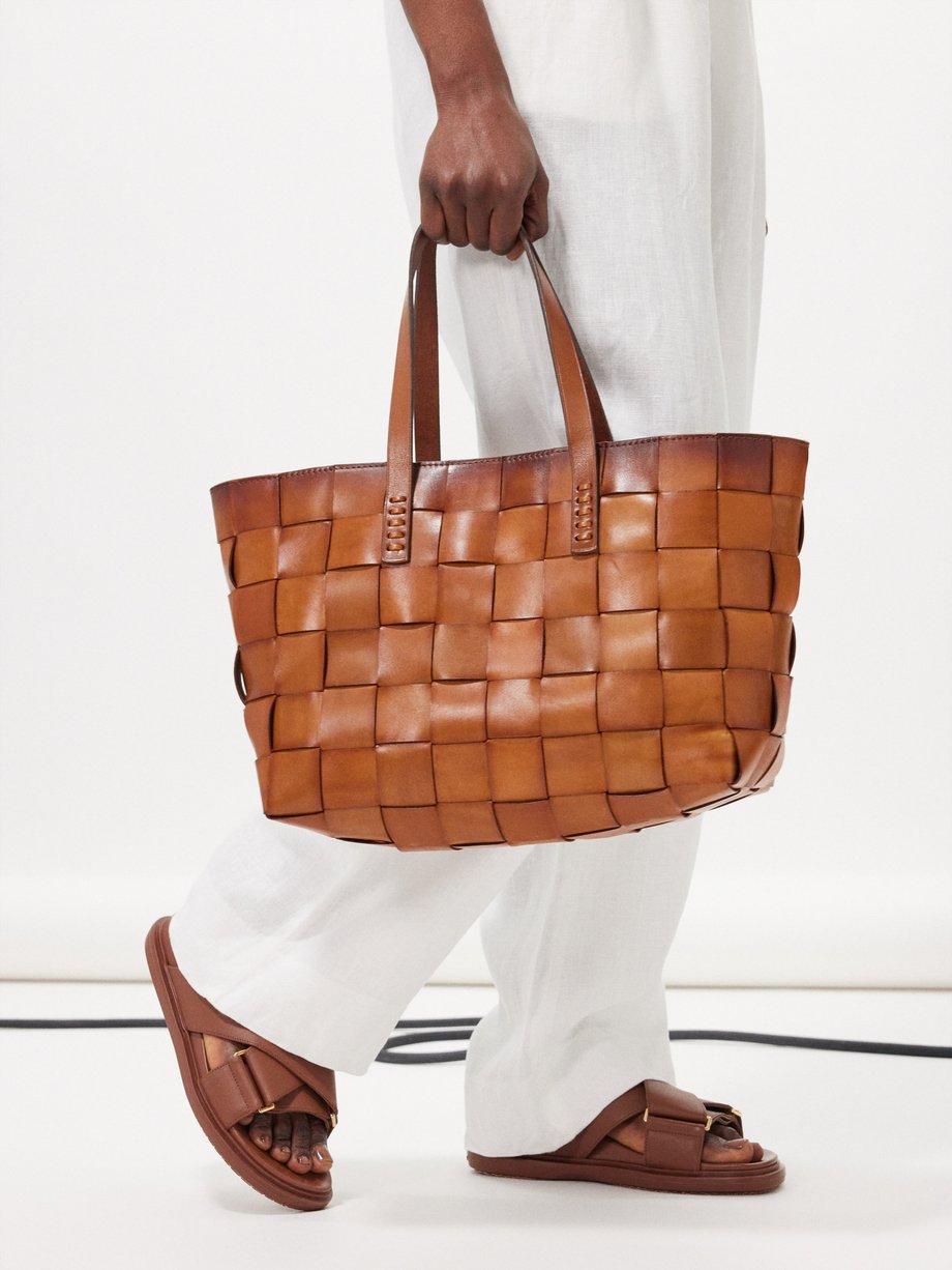 드래곤 디퓨전 Dragon Diffusion Tan Japan woven-leather box tote bag