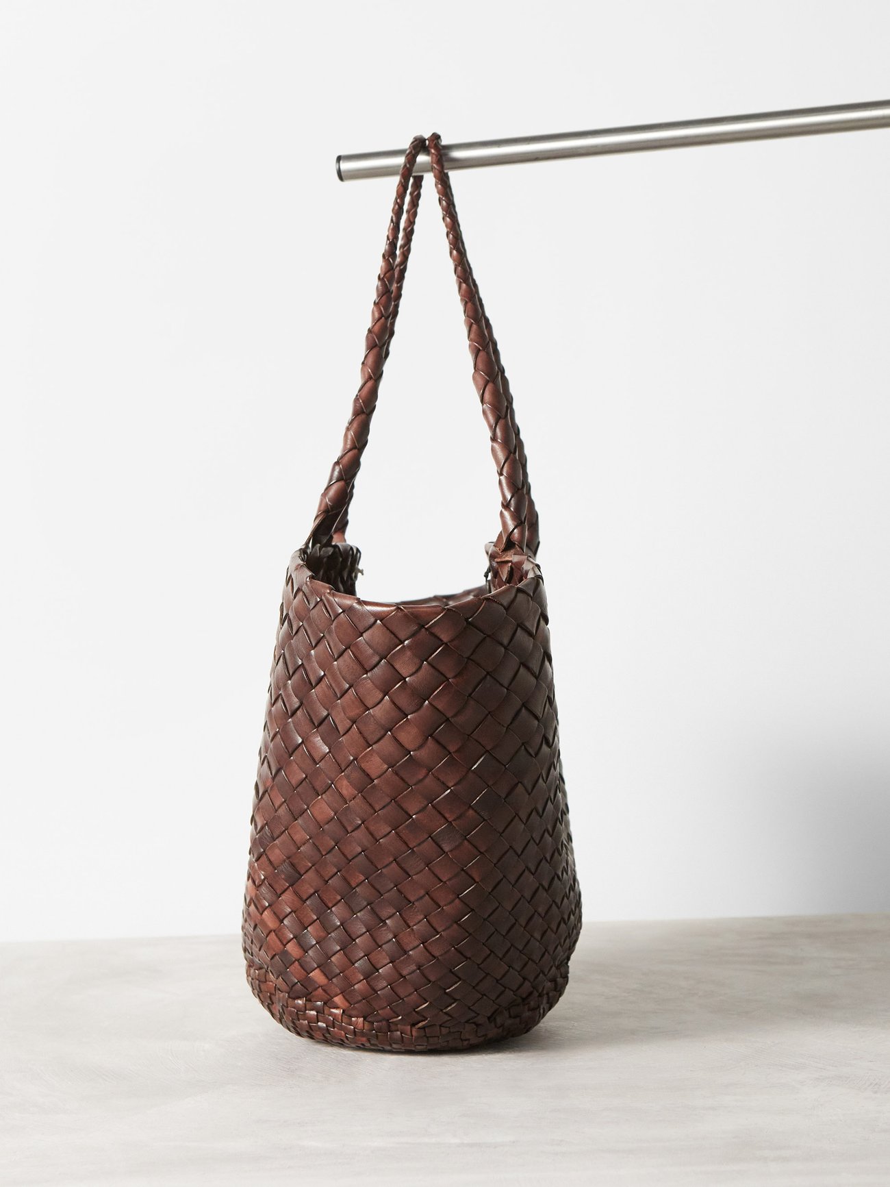 Dragon Diffusion - Egola Dark Brown Woven Leather Bag