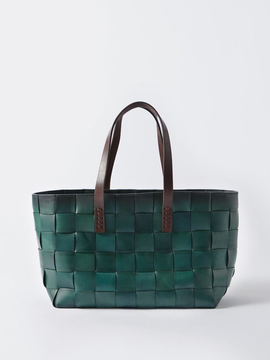 드래곤 디퓨전 Dragon Diffusion Green Japan woven-leather box tote bag