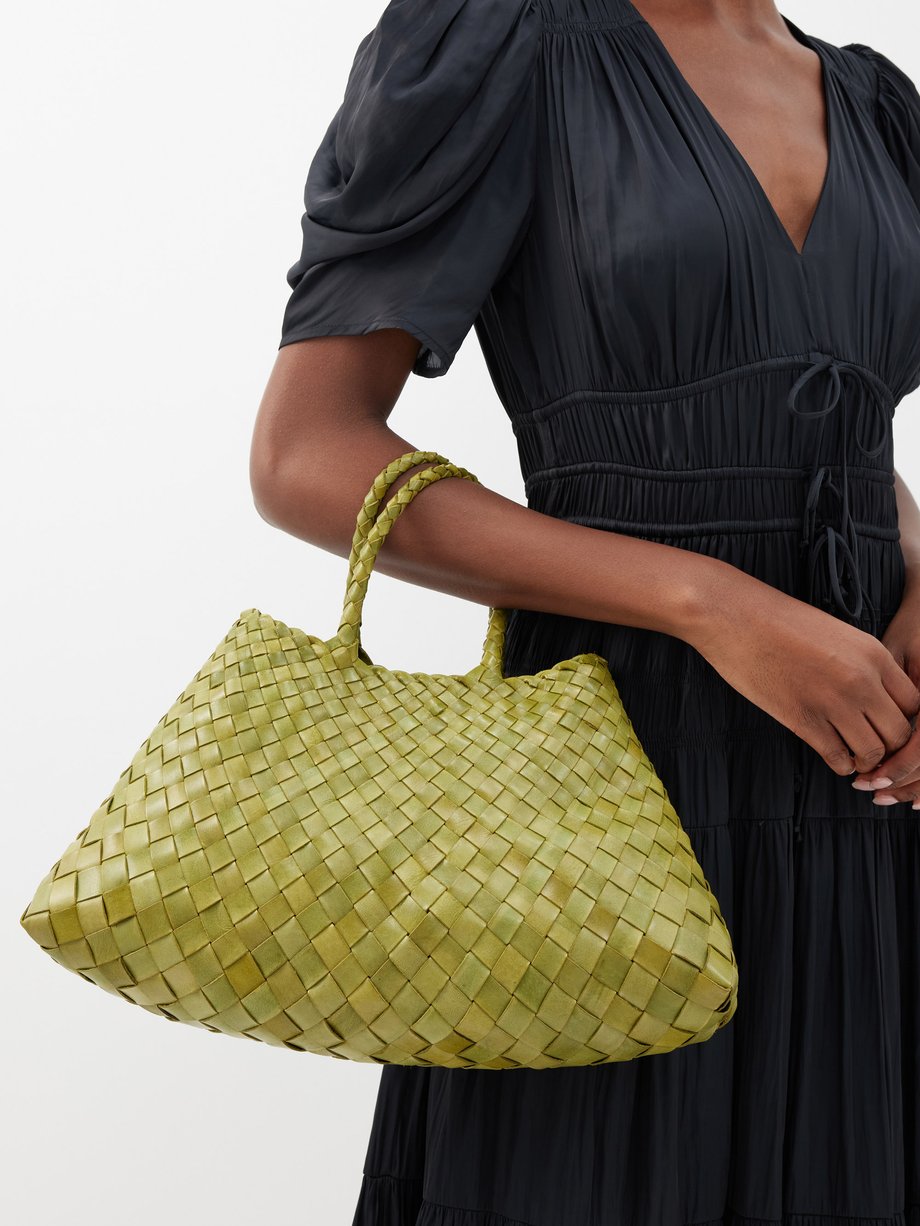 Green Santa Croce small woven-leather basket bag | Dragon Diffusion ...