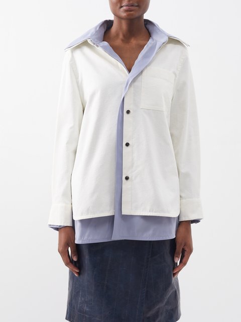 COS Layered Cotton Shirt in white