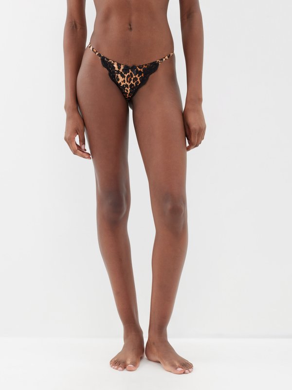 Agent Provocateur Molly leopard-print silk-satin thong