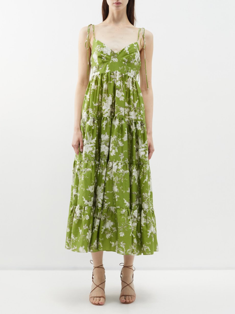 Green Vacation Azami floral-print cotton-poplin dress | Erdem | MATCHES UK