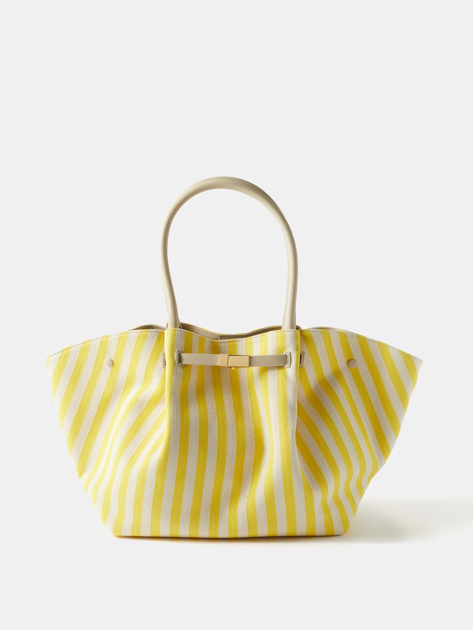 Yellow New York striped canvas tote bag | DeMellier | MATCHES UK