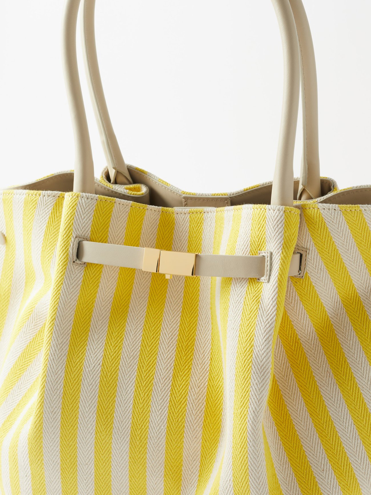 STRIPED CANVAS TOTE BAG - Yellow