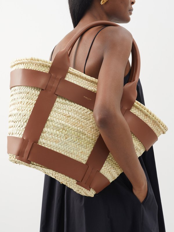 DeMellier Santorini maxi leather-trim basket bag
